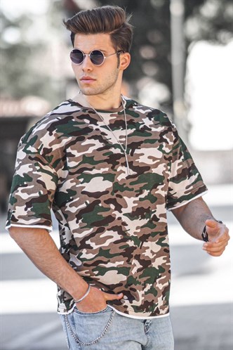 Madmext Men Beige T-Shirt 4983