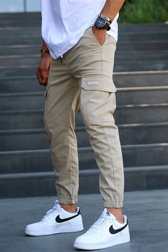 Men Cargo Beige Trousers 5437