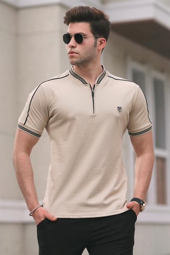 Madmext Bej Polo Yaka Erkek Tişört 9281