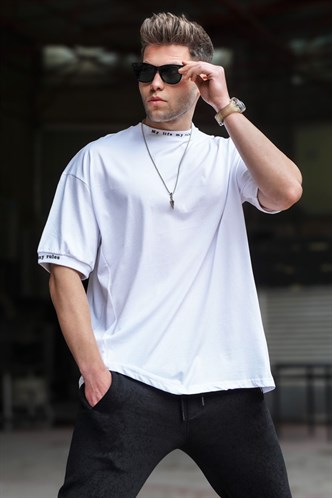 Madmext Beyaz Oversize T-Shirt 5803