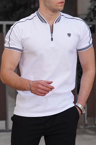 Madmext Men White Polo T-shirt 9281