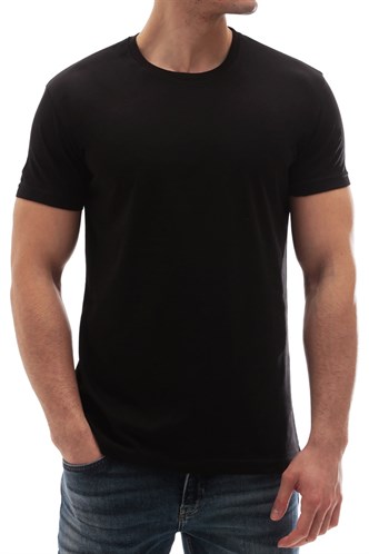 Madmext Bisiklet Yaka Basic Tişört Siyah 3006