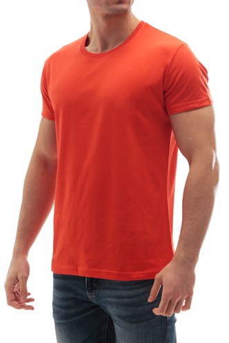 Madmext Bisiklet Yaka Basic Tişört Turuncu 3006