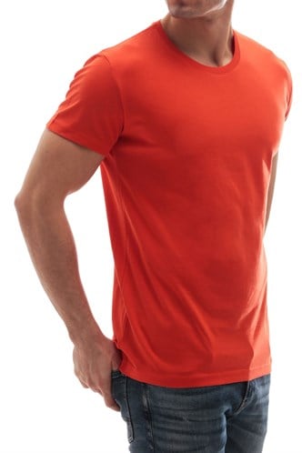 Madmext Bisiklet Yaka Basic Tişört Turuncu 3006