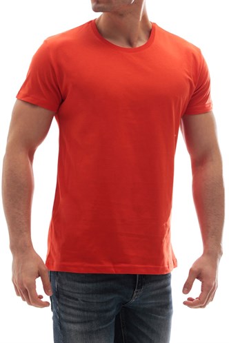 Madmext Bisiklet Yaka Basic Tişört Turuncu 3006