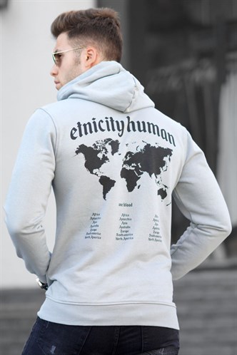 Madmext Boyalı Gri Baskılı Erkek Sweatshirt 5297