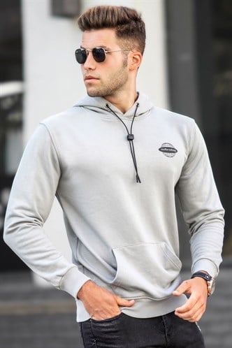 Madmext Boyalı Gri Baskılı Erkek Sweatshirt 5297