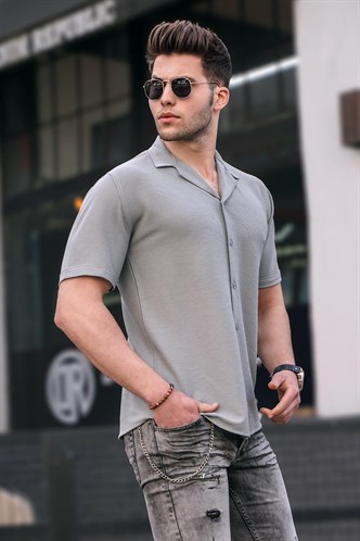 Madmext Boyalı Gri Erkek Gömlek 5500