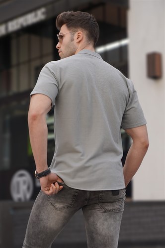 Madmext Boyalı Gri Erkek Gömlek 5500