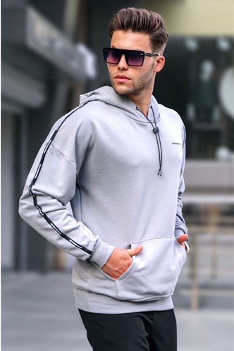 Madmext Boyalı Gri Kapüşonlu Sweatshirt 4721
