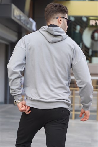 Madmext Boyalı Gri Kapüşonlu Sweatshirt 4721