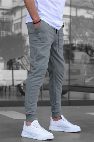 Madmext Men Elastic Bottom Smoke Gray Sweatpants 4821