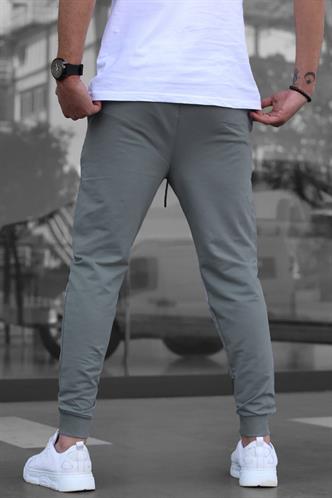 Madmext Men Elastic Bottom Smoke Gray Sweatpants 4821