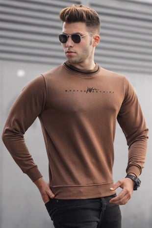 Madmext Kahverengi Triko Erkek Kazak 5288