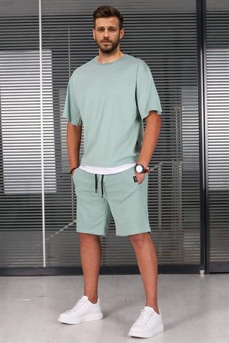 Madmext Çağla Yeşili Oversize Erkek Şort Takımı 5668