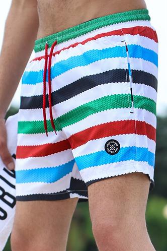 Madmext Men Striped Maroon Swim Shorts 2945