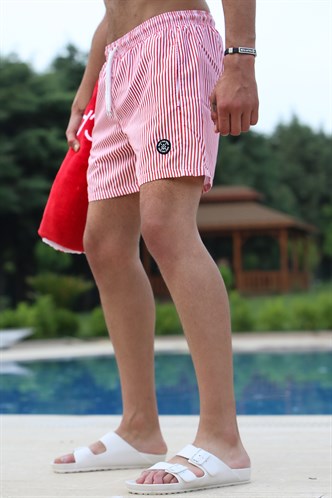 Madmext Red Stirped Swim Wear Short 4253