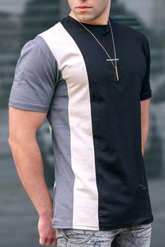 Madmext Çizgili Siyah T-Shirt 5370