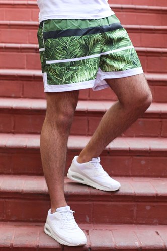 Madmext Green Patterned Swim Wear Short 2954