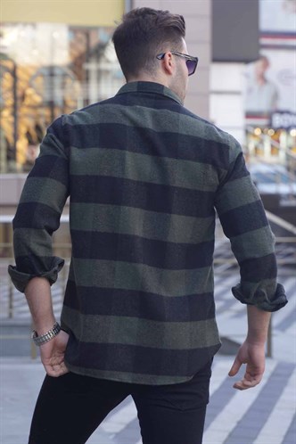 Madmext Ekoseli Haki Gömlek 4664