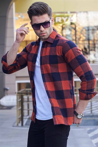 Madmext Ekoseli Kiremit Gömlek 4664