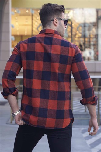 Madmext Ekoseli Kiremit Gömlek 4664