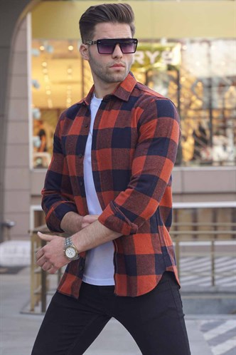 Madmext Ekoseli Kiremit Gömlek 4664