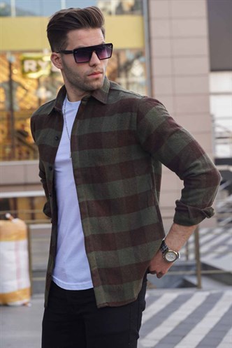 Madmext Ekoseli Yeşil Gömlek 4664