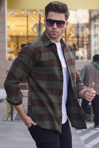 Madmext Ekoseli Yeşil Gömlek 4664