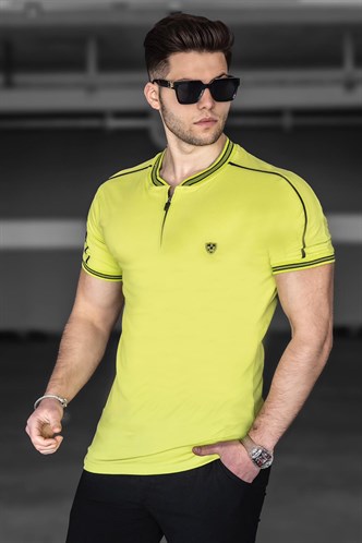 Madmext Elma Yeşili Polo Yaka Erkek Tişört 9281
