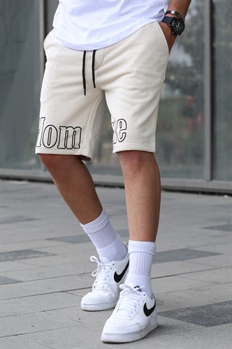 Madmext Erkek Baskılı Bej Kapri Şort 5439