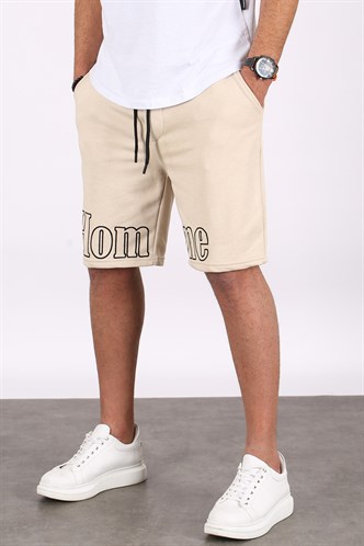 Madmext Erkek Baskılı Bej Kapri Şort 5439