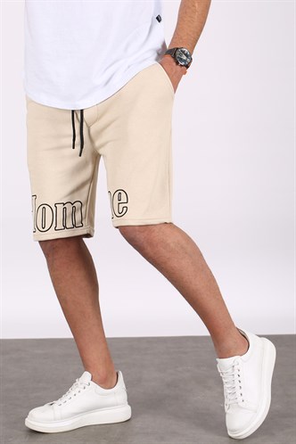 Madmext Erkek Baskılı Bej Kapri Şort 5439