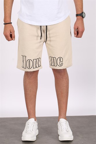Madmext Erkek Baskılı Bej Kapri Şort 5439