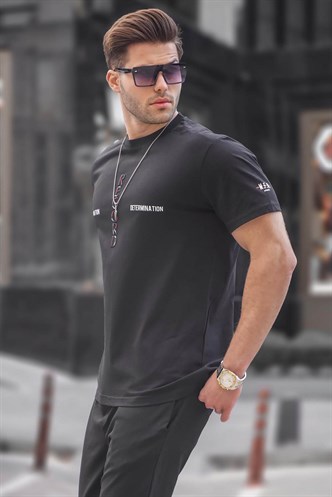 Madmext Erkek Baskılı Siyah Tişört 5395