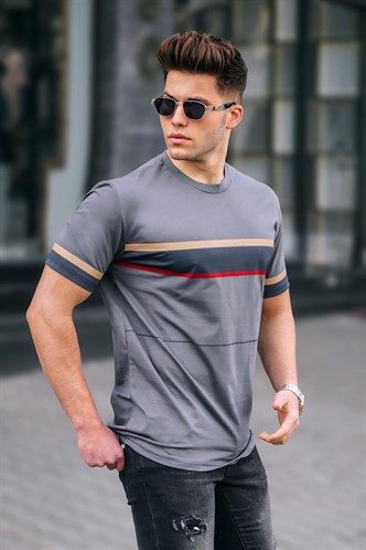 Madmext Men Smoke Gray T-shirt 5372