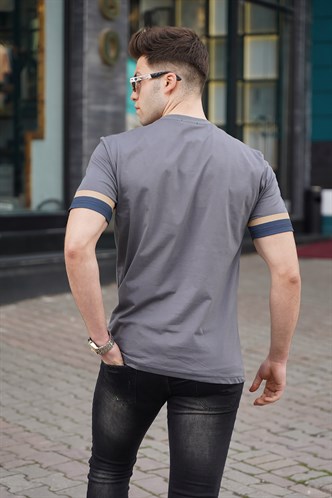 Madmext Men Smoke Gray T-shirt 5372