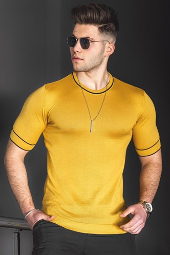 Madmext Men Knitwear Mustard T-shirt 5080