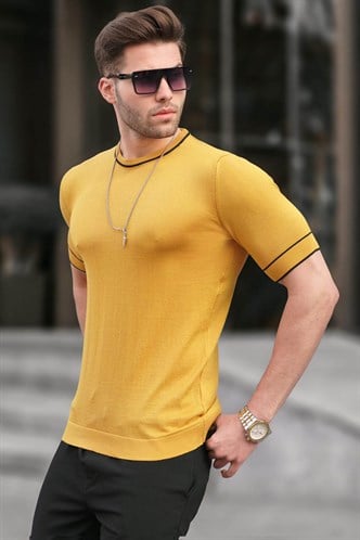 Madmext Men Knitwear Mustard T-shirt 5080