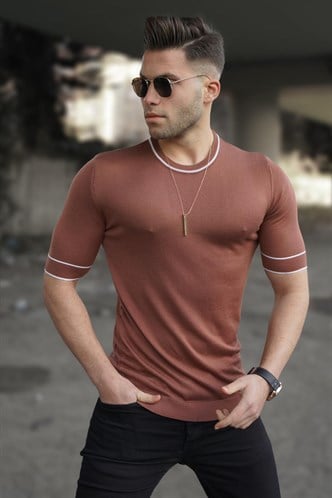 Madmext Men Knitwear Tile Brown T-shirt 5080