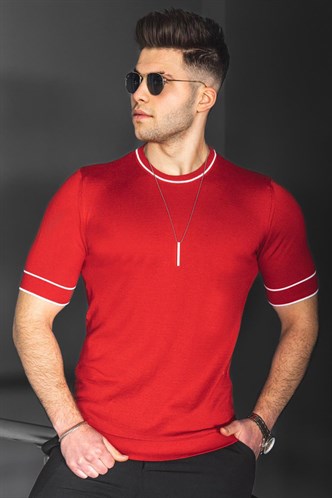Madmext Men Knitwear Red T-shirt 5080