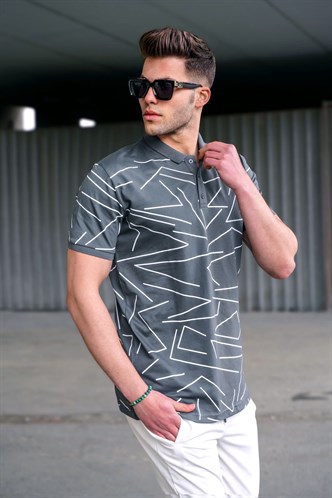 Madmext Men Smoke Gray Polo T-Shirt 5817