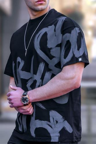 Madmext Men Designed Black T-shirt 5811