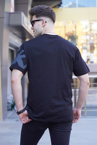 Madmext Men Designed Black T-shirt 5811
