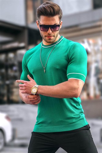 Madmext Men Knitwear Green T-shirt 5080
