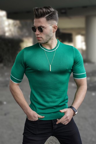 Madmext Men Knitwear Green T-shirt 5080