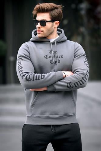 Madmext Men Hoodie Smoke Gray Sweatshirt 2877