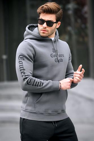 Madmext Men Hoodie Smoke Gray Sweatshirt 2877