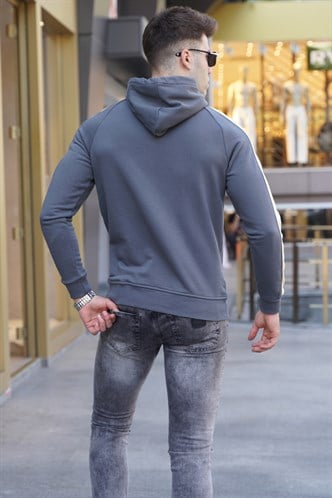 Madmext Men Smoke Gray Hoodie Sweatshirt 5290