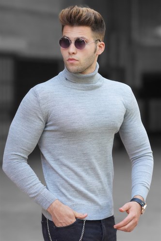 Madmext Gri Balıkçı Yaka Kazak 4656